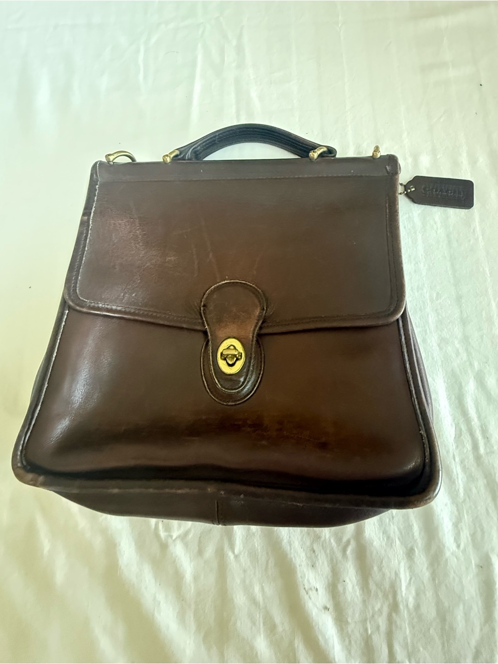 Vintage 90’s COACH Willis Bag 9927 Mahogany Leather Dowel Satchel Top Handle - Picture 3 of 9